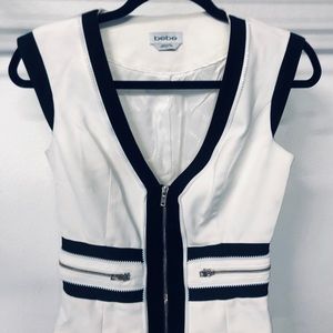 Bebe Vest (White and Black) with zippers